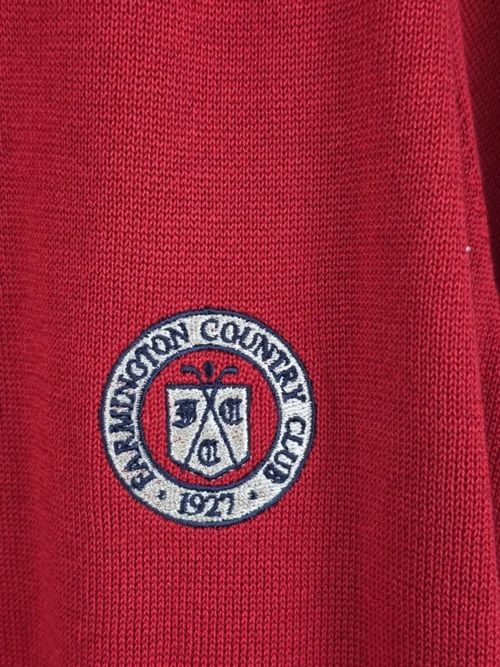 Fairway & Greene Mens Sweater Size Large Red Farmington Country Club 1927 Top
